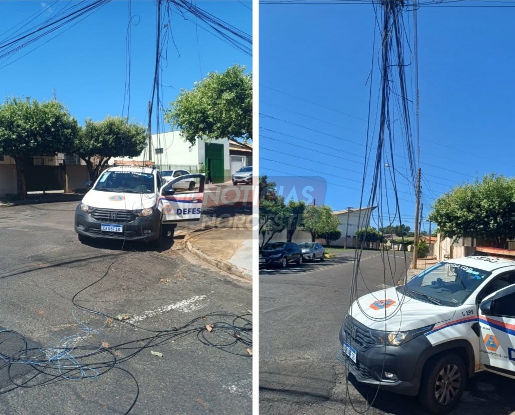Carreta enrosca em fiação no Jardim Paraíso e mobiliza Defesa Civil em Fernandópolis