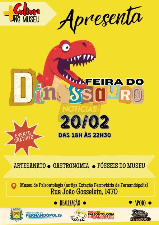 Feira do Dinossauro de Fernandópolis acontece nesta sexta-feira (20)