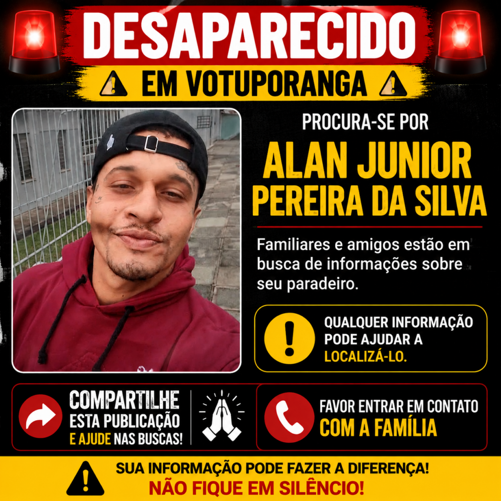 Desaparecido em Votuporanga: Familiares Buscam Alan Junior Pereira da Silva